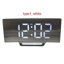 Load image into Gallery viewer, Electronic Alarm Clock Noiseless Design Digital LED Large Display Mirror Power off Memory Function AAA Not Batteries