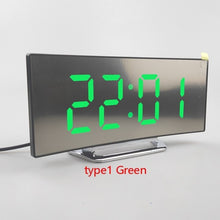 Load image into Gallery viewer, Electronic Alarm Clock Noiseless Design Digital LED Large Display Mirror Power off Memory Function AAA Not Batteries