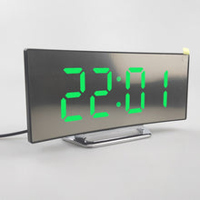 Load image into Gallery viewer, Electronic Alarm Clock Noiseless Design Digital LED Large Display Mirror Power off Memory Function AAA Not Batteries
