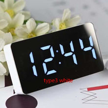 Load image into Gallery viewer, Electronic Alarm Clock Noiseless Design Digital LED Large Display Mirror Power off Memory Function AAA Not Batteries
