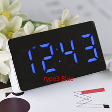 Load image into Gallery viewer, Electronic Alarm Clock Noiseless Design Digital LED Large Display Mirror Power off Memory Function AAA Not Batteries

